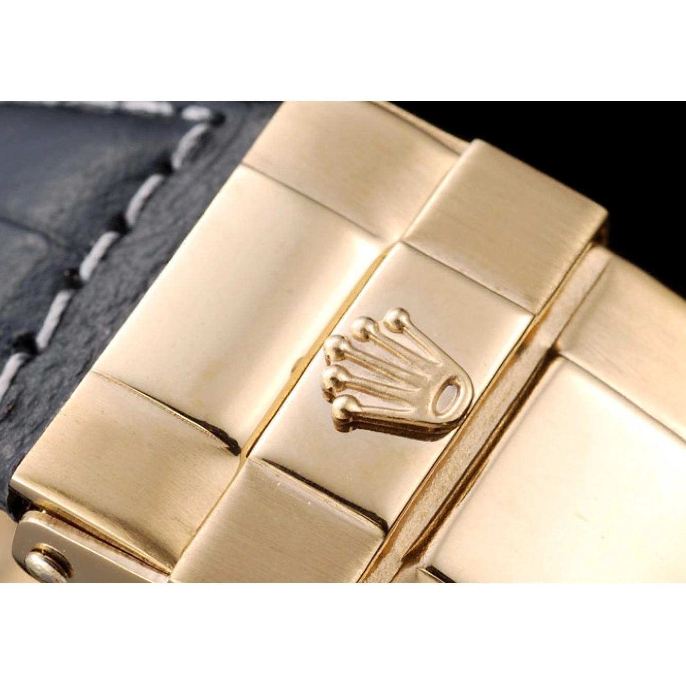 Aaa replica watch Crystal Daytona Dial Rolex Case Black Bezel Studded Gold 0707